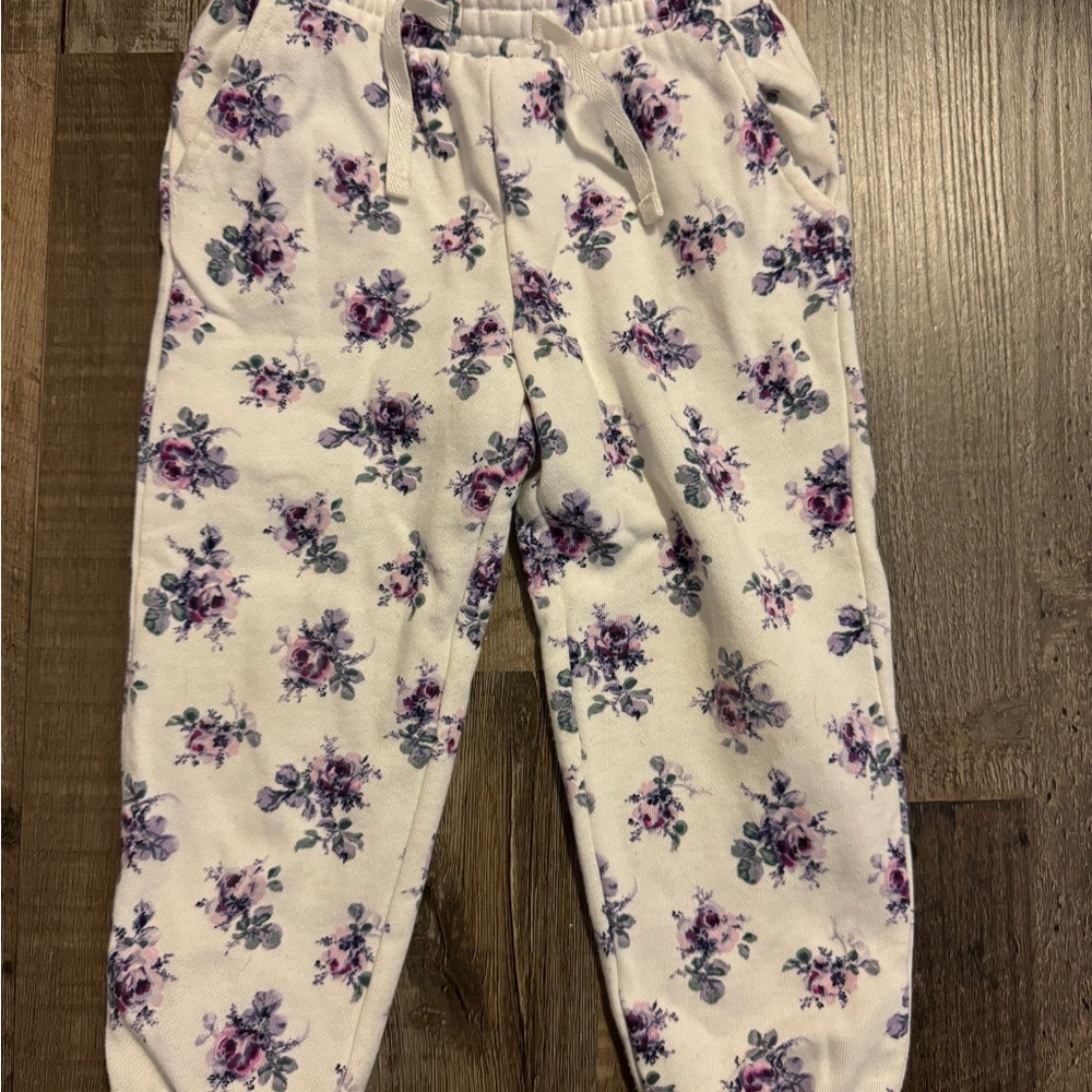 Floral Kids Bottoms in White and Purple
